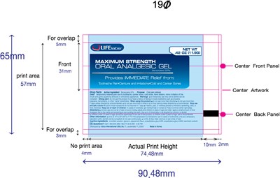 Oral Analgesic Gel Tube Label.jpg Image of Oral Analgesic Gel Tube Label - Oral Analgesic Gel Tube Label